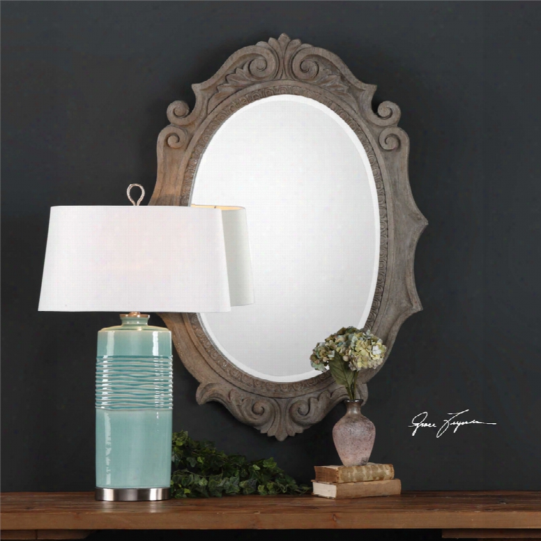 Uttermost Serafina Aged Scroll Oval Mirror