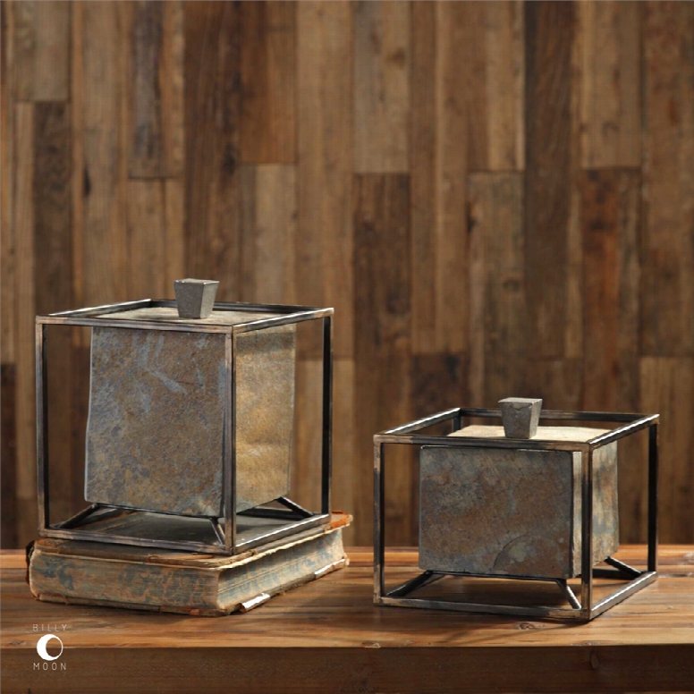 Uttermost Slate Cube Boxes Set Of 2