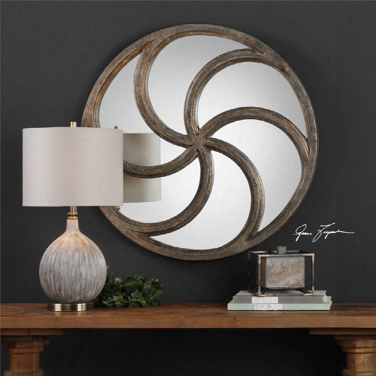 Ut Termost Spiralis Round Mirror In Antiqueds Ilver