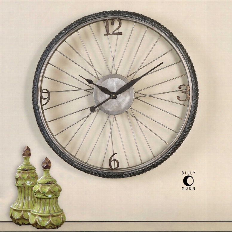 Uttermost Spokes Wall Clock In Aged Black