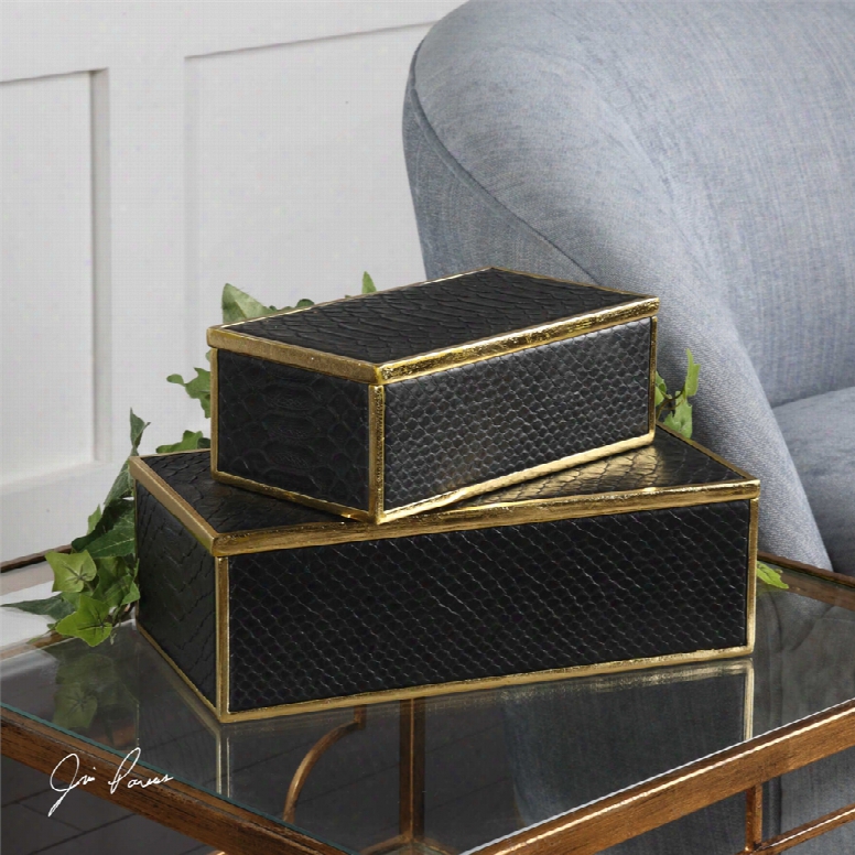 Uttermost Ukti Alligator Patterned Boxes Set Of 2