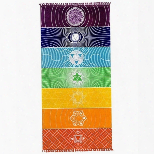 100% Cotton Rainbow Towel Beach Towel Mandala Tapestry Yoga Mat Rug Curtain Chakra Tapestry Wall Hanging Art Meditation Mat