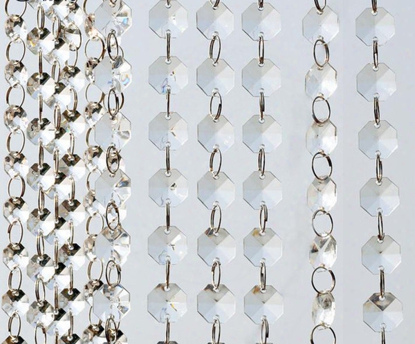 14mm Crystal Clear Acrylic Hanging Beads Chain Silvery Ring Garland Curtain Chandelier Party Wedding Xmas Tree Decoration Event Supplies