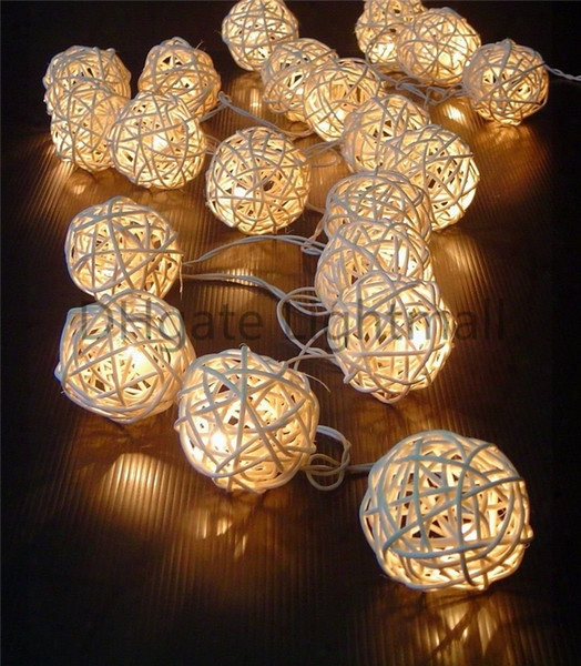 2015 Wholesale 5m 20 Led Warm White Rattan Ball Led String Lighting Holiday Christmas Wedding Party Curtain Decoration Lights Xmas Colorful