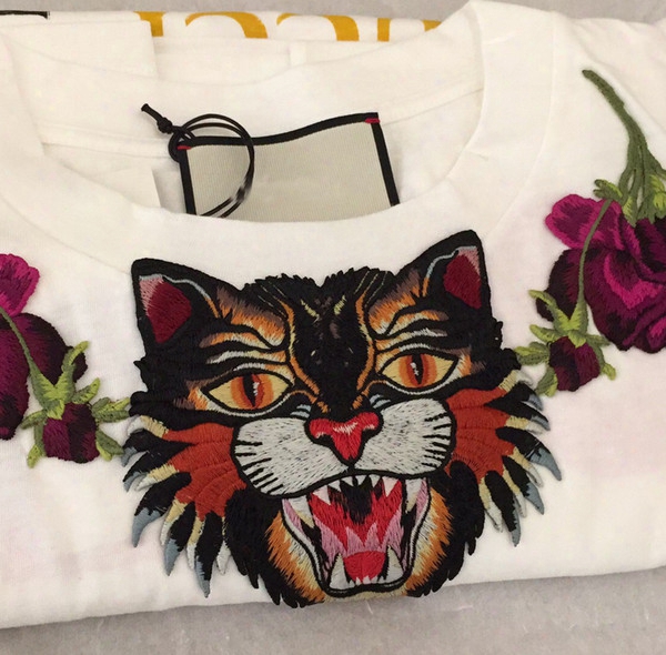 2017 Blind For Love Embroidery Tiger Head T-shirt Women Fashion Casual Short Sleeve Tops Tees T Shirts