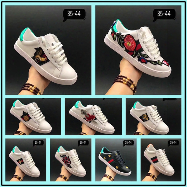 2017 New Designer Low Top White Leather Men Women Casual Shoes  Fashion Tiger Pineapple Blind For Love Removable G G Sneakers