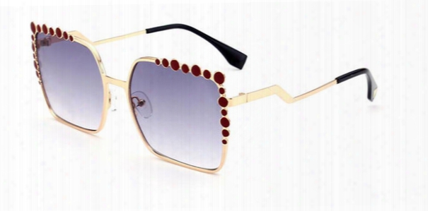 2018 Luxury Brand Round Dot Curved Legs Alloy Sunglasses Women Brand Shades Designer Square Frame Female Sun Glasses Oculos