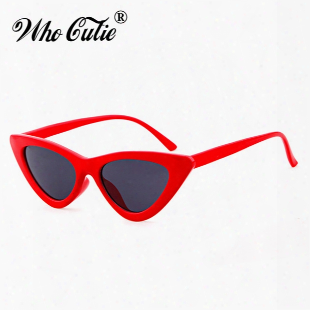 2018 Triangle Small Cat Eye Sunglasses Sexy Women Ocean Film Lens Classic Cateye Frame Black Red Tint Sun Glasses Polit Optical Shades