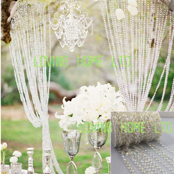 30ft/10yards Iridescent Garland Diamond Strand Wedding Tree Centerpiece Hanging Acrylic Crystal Bead Curtain Chains Christmas Decor