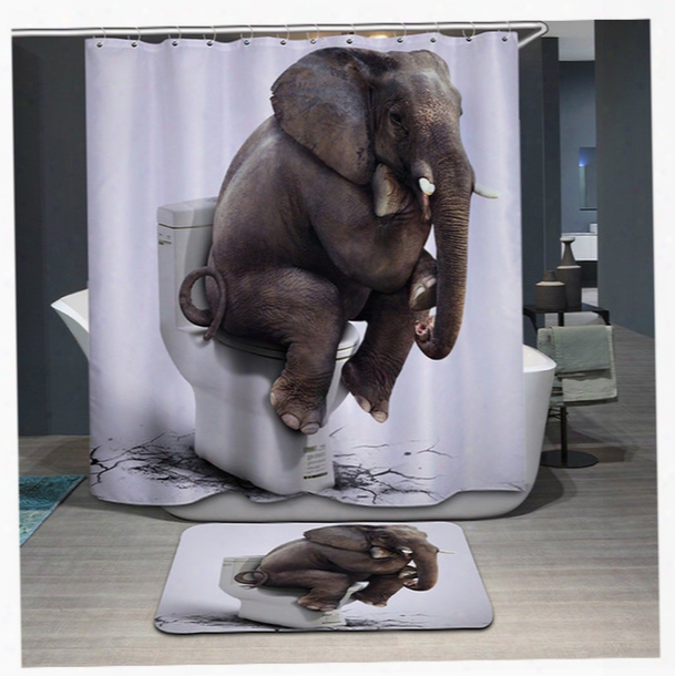 3d Printing Elephant Tiger Shower Curtain Waterproof Lion Bathroom Bath Curtains Polyester Cortina Ducha With Hooks Curtains Yb106