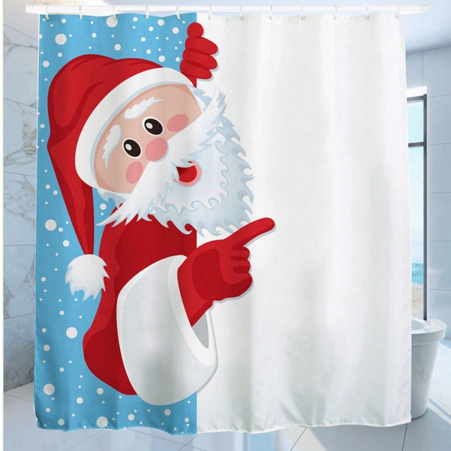 3d Santa Claus Waterproof Shower Curtain Bathroom Christmas Decor With 10pcs Hooks 150x180cm