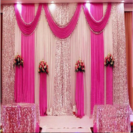 3m*4m 3m*6m 4m*8m Wedding Backdrop Swag Party Curtain Celebration Stage Performance Background Drape Silver Sequins Wedding Favors Suppliers