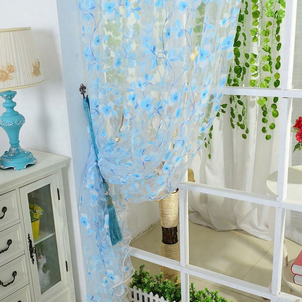 5 Colors Curtain Scarf Sheer Voile Door Window Curtains Drape Panel Valance Curtains For Living Room Fit Rod Pocket