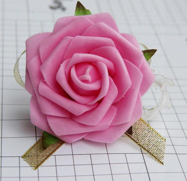 8cm Wrist Flower Ose Silk Ribbon Bride Corsage Hand Decorative Wristband Bracelet Bridesmaid Curtain Band Clip Bouquet G1130