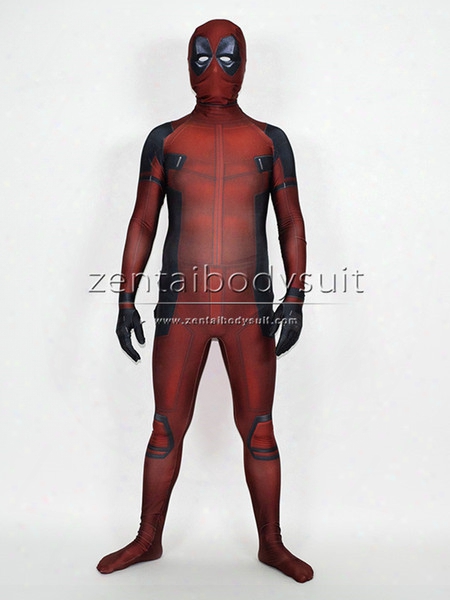 Advanced Sewed Movie Deadpool Printed Spandex Lycra Zentai Costume With 3d Muscle Shades