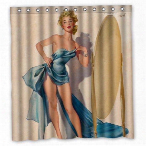 &quot;sexy Vintage Retro Pin-up Lady-00020&quot; Personalized Custom 66&quot; X 72&quot; Waterproof Polyester Fabric Shower Curtain