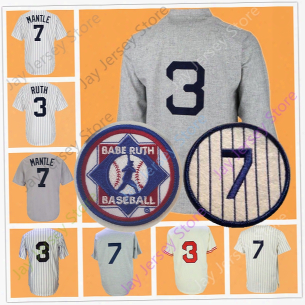 Babe Ruth Mickey Mantle Jersey Men Women Youth Cooperstown Vintage Home Away Cream White Pinstripe Flexbase Cool Base