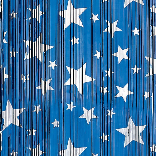 Blue & Siver Stars Foil Curtains