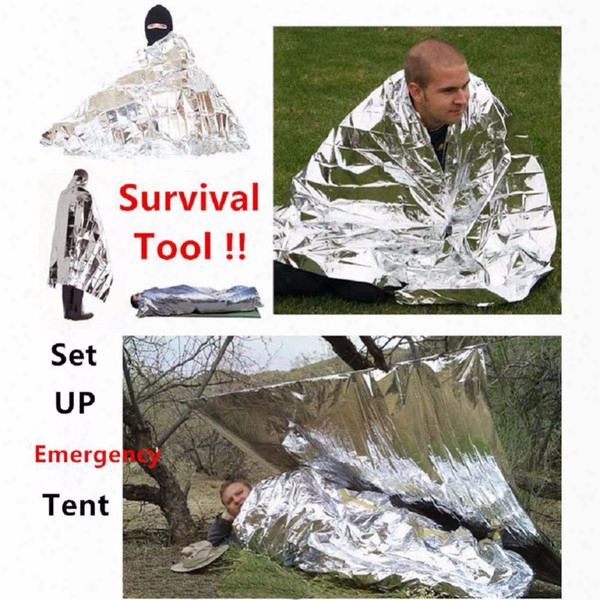 Camping Portable Emergency Blanket Ifrst Aid Survival Rescue Curtain Tent Tools Outdoor Hiking 50g Kits Silver Golden