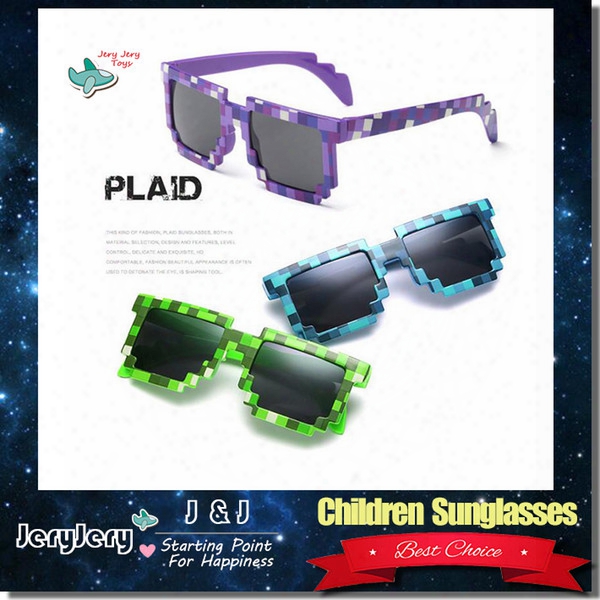 Children Boys Girls Kids Plaid Sunglasses Anti Uv Sushades Glasses Fashion Beach Eye Wear Radiation Protection Hd Resin