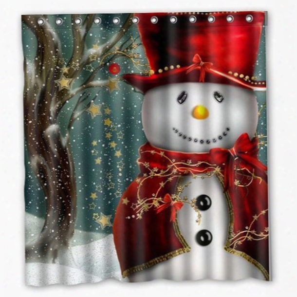 Christmas Tree Snowman Santa Claus Design Of Polyester Fabric Waterproof Bathroom Shower Curtains With 12 Hooks 165*180cm C1656