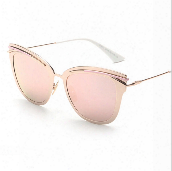 Contain Rose Gold!2016 New Retro Alloy Cat Eye Sunglasses Cosy Shades Men Women Designer Eyewear Glasses Oculos Sun-stone 1843