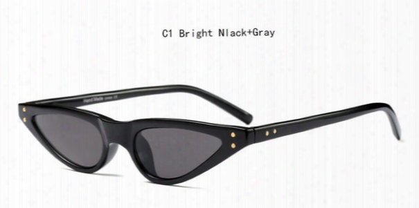 Cool Glasses Small Triangle Frame Cat Eyye Sunglasses Women 2018 New Designer Fashion Black Shades Yellow Sun Glasses Waterdrop Style Uv400