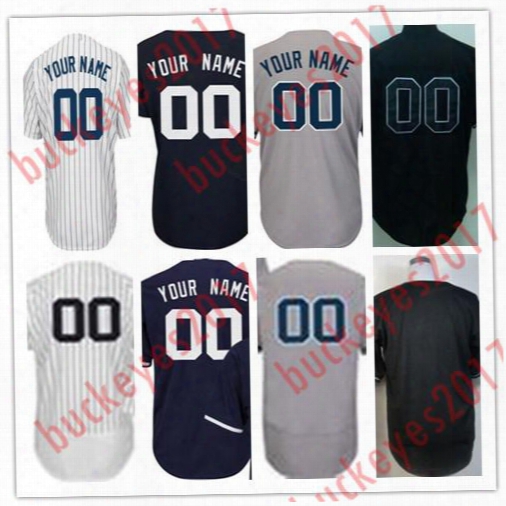 Custom New York Stitched Any Name Number 99 Aaron Judge 24 Gary Sanchez 2 Derek Jeter Baseball 7 Mickey Mantle White Gray Navyjerseys