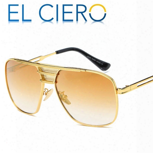 El Ciero High Quality Metal Brushed Sunglasses For Men & Women 2017 Brand Classic Square Sun Glasses Unisex Fashion Shades Uv400 Protection