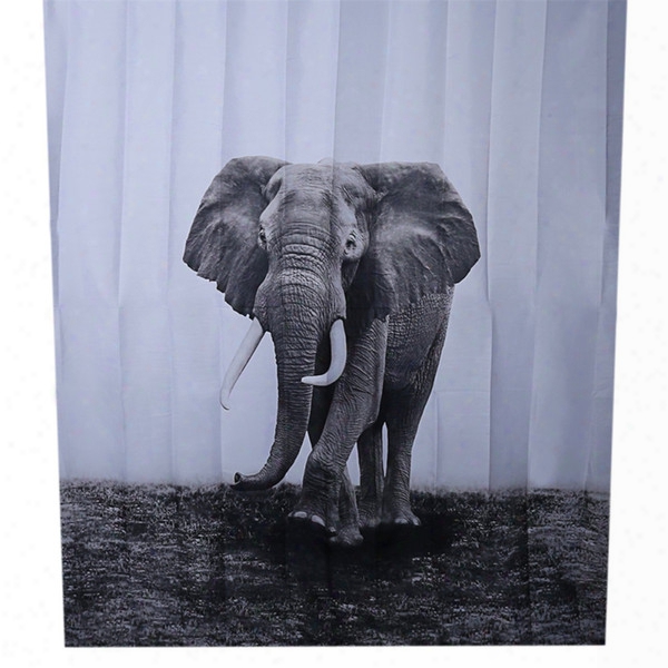 Elephant Animal 180*180cm Polyester Waterproof Bathroom Home Decoration Shower Curtain With Hooks Durable Mouldproof Shielding Effect