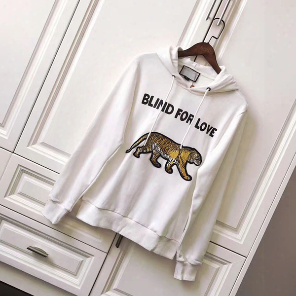 Europe America Fashion Italy Bengal Tiger Casual Cool Blind For Love Slogan Hoodie Men Women Luxury Hooded Sweatshirt Tops