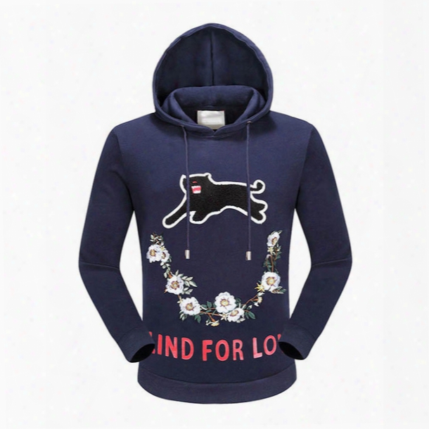 Europe Autumn Fashion Blind For Love Panther Men Women Hoody Sweatshirts Embroidery Flower Stars Lover Pullover Hoodie