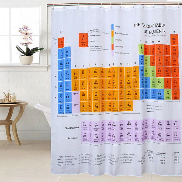 Fabric Polyester Big Bang Theory Periodic Table Shower Curtain Waterproof Thicken Shower Curtain Bathroom Shower Curtain, 180cm X180cm