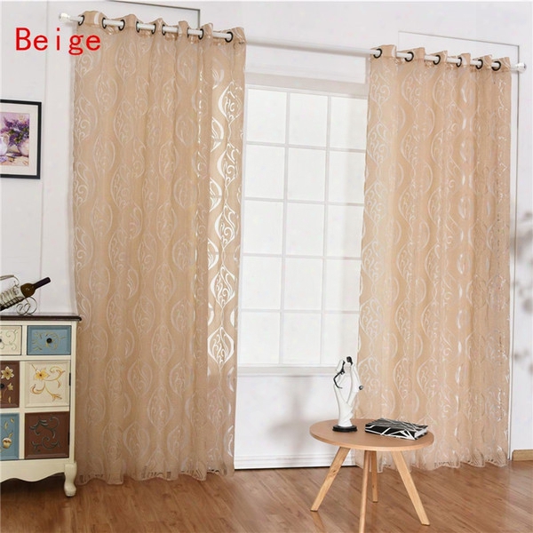 Fashion Beauty Geometric Flower Sheer Tulle Curtain Window Bedroom Translucent Vine Bubbles Home Decor