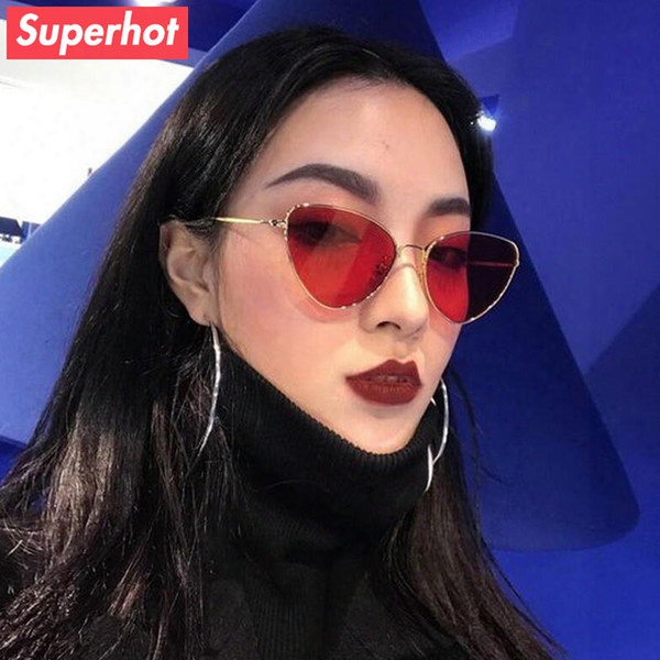 Fashion Cat Eye Sunglasses Women Brand Designer Sun Glasses Cateye Shades Cute Red Tinted Lenses Uv400 30625