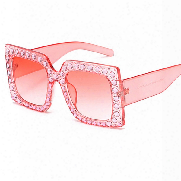 Fashion Rhinestones Sunglasses Ladies Oversized Sun Glasses Square Frame For Women New Shades Luxury Oculos Gafas Uv400 Y199