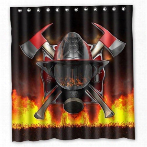 Firefighter Series Cool Helmet New Hero Design Amazing Shower Curtain Bath Decor Curtain 66 &quot; X 72 &quot;