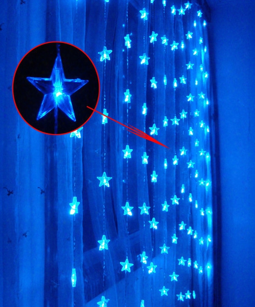 Five-pointed Star 180 Led 3*3m Curtain Lights,christmas Ornament Lights,weddign Shop Window Decoration Waterproof Led Strip Lighting Strips