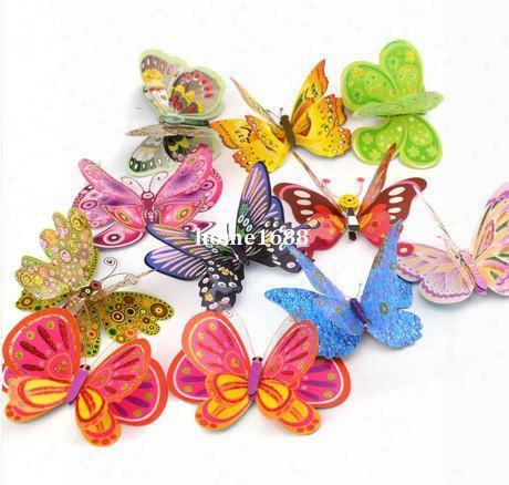 Free-shipping 3d Three-dimensional Cartoon Artificial Flower Butterfly Children Bedroom Wall Stickers Home Curtain Decoration