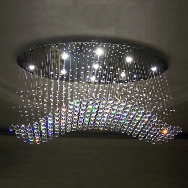 Free Shipping Oval Curtain Wave Modern Chandeliwrs Crystal Lamp Living Room Lamp Hotel Lighting Size:l750*w250*h650mm