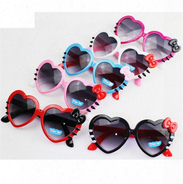 Heart Shaped Sun Glasses For Children Kids Plastic Frame Sunglasses Girls Baby Bowknot Cat Eye Shades Goggles Eyewear