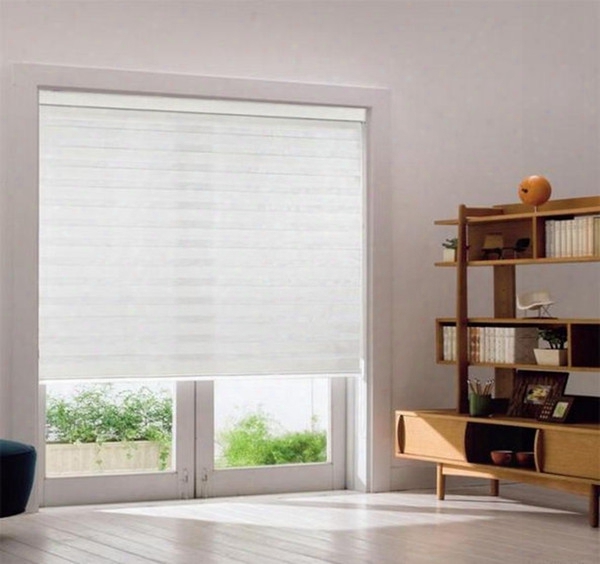 Horizontal Window Shade Blind Zebra Dual Roller Blinds & Treatments Window Custom Cut To Size White Curtains For Living Room