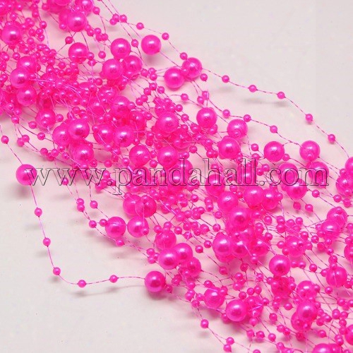 Imitation Pearl Acrylic Beads Cord, Great For Door Curtain And Wedding Decoration Diy Material, Magenta, 130cm