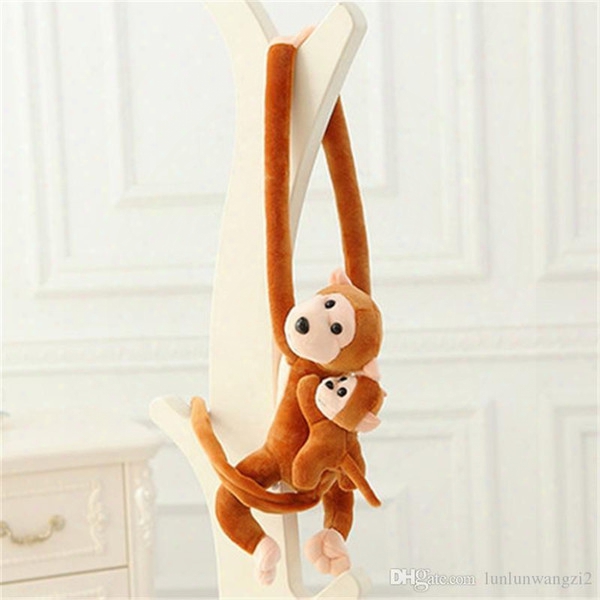 J068 New Arrival Lovely 70cm Son On Mother&#039;s Back Long Arm Tail Animal Monkey Stuffed Doll Plush Toys Curtain Buckle Wholesale