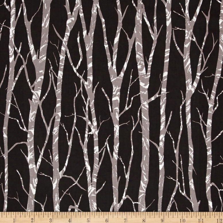 Kanvas Shades Of Winter Winter Trees Black Fabric