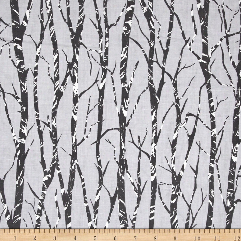 Kanvas Shades Of Winter Winter Trees Silver Fabric