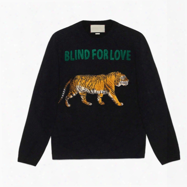 Latest Blind For Love The Tiger Print Men Casual Sweater Pullover Long Sleeve Winter Mens Knitted Sweaters Leisure Knitwear 3xl