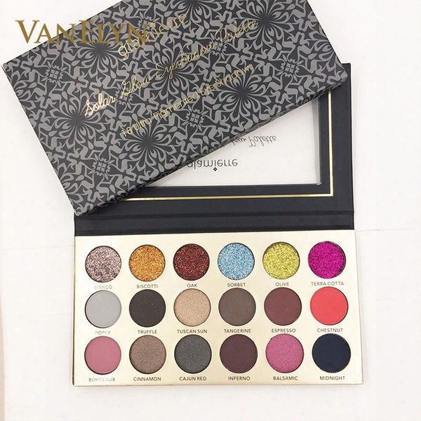 Latest Makeup Palette Glamierre Solar Glow 18 Shades Glitter Matte Eyeshadow Palette Free Shipping Retail Ultra Pigmented Eye Shadow Palette