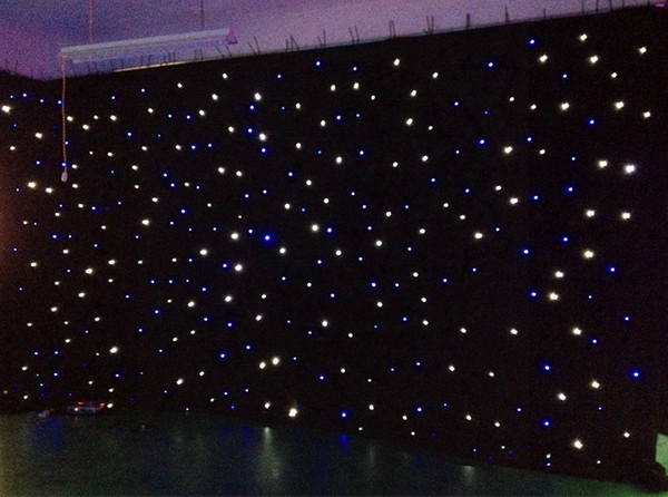 Led Light Effects Large Star Curtain 4m*6m Star Colth Stage Drapes Blue-white Color With Lighting Controller Led Vision Curtain