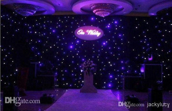 Luxury 2 X 3 Meters Blue-white Color Led Star Curtain Wedding Stage Backdrop Cloth With Dmx 512 Controller For Wedding Decorations